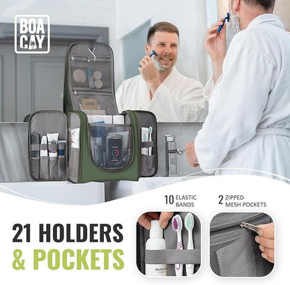 BOACAY Extra Large Hanging Travel Toiletry Bag for Women and Men, Makeup Bag, Bathroom & Shower Organizer Kit for Accessories, Cosmetics, Essentials