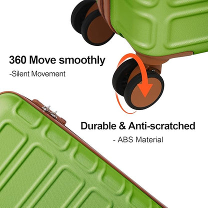 4 Piece Luggage Set Expandable ABS Travel Suitcase Set TSA Lock Hardshell Durable Lightweight Traveling Luggage Sets Gift for Back to School (Apple Green, 28in26in20in13in)