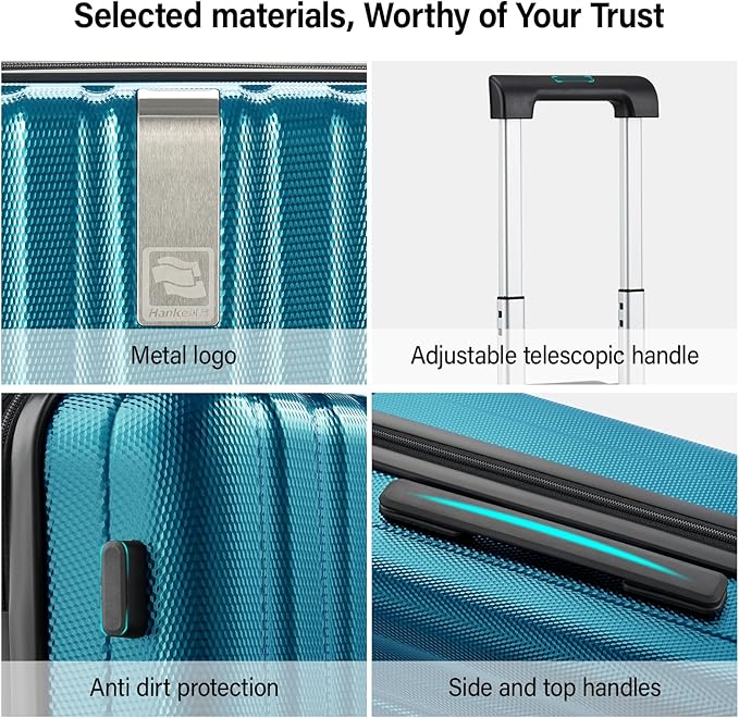 Hanke Hardshell Luggage Sets 2 Piece Extra Large Suitcases with Lock,28 Inch Luggage with Spinner Wheels, Travel Suitcase for Women Men 20 29Inch,Caribbean Blue