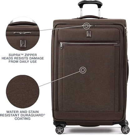 Travelpro Platinum Elite Softside Expandable Checked Luggage, 8 Wheel Spinner Large Suitcase, TSA Lock, Men and Women, Rich Espresso Brown, Checked Large 29-Inch