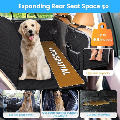 Dog Car Seat Cover for Back Seat, Back Seat Pet Cover with Side Protection and Viewing Window, 600D Heavy Duty Scratch Proof Nonslip Durable Soft Back Seat Covers for Cars Trucks and SUVs