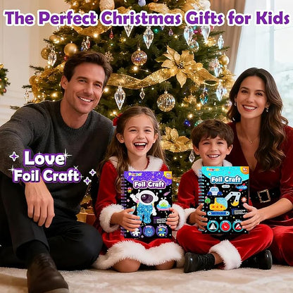 FUNNYB&G Foil Art Craft for Kids - Christmas Crafts Gift Party Favors Stocking Stuffers for Kids Fun Art Supplies Creative Birthday Gift Travel Toys for Girls Boys 4 5 6 7 8 9 Years Old (Space)