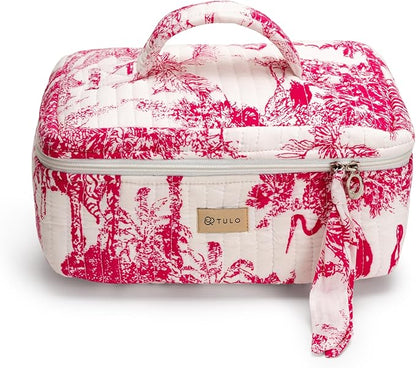 Blockprint Makeup Bag - Large Waterproof Organizer | Boho Toiletry Pouch for Women | Gift for Travelers