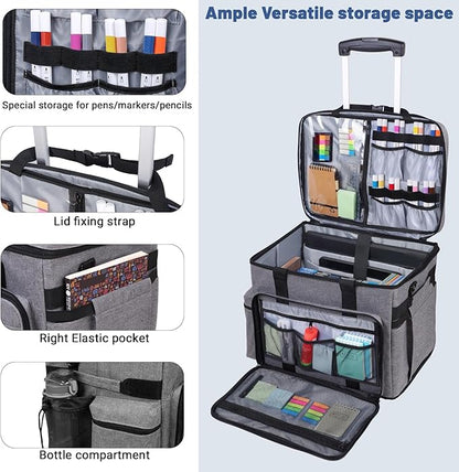 Rolling Teacher Bag, Rolling Briefcase with Detachable Trolley, Large capacity rolling bag with Laptop compartment, Adjustable Shoulder Strap, and Ample Storage Space