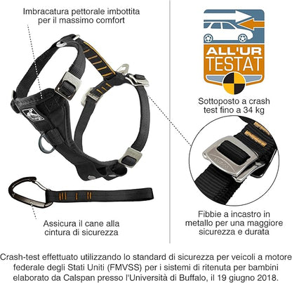 Kurgo Enhanced Strength Tru-Fit Dog Car Harness - Pet Travel Safety Harness - Crash Test Certified Fit - Five Point Adjustment - Secure Buckle - Padded Chest - Ink Blue - Large