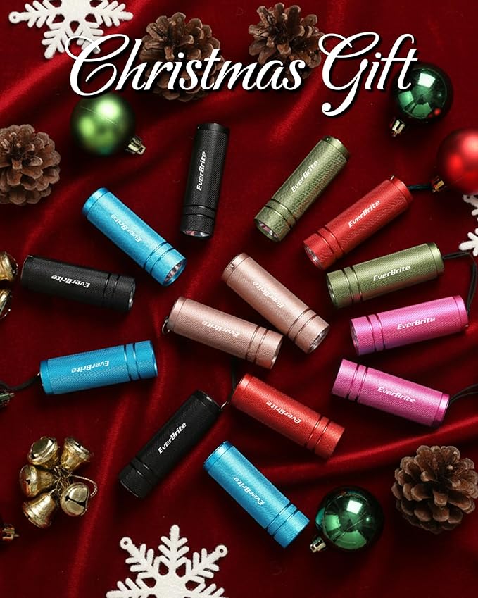 EverBrite 30-Pack Mini Flashlight Set, Aluminum LED Handheld Torches with Lanyard, Assorted Colors, Batteries Included for Party Favors, Night Reading, Camping, Power Outage, Gift to Christmas