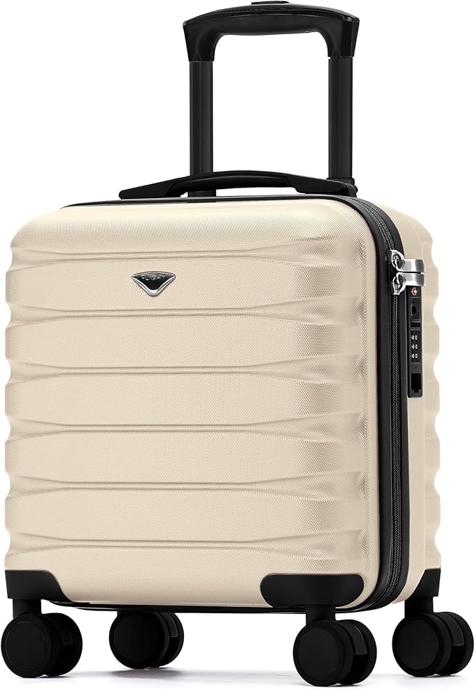 Flight Knight Carry On Suitcase 16.25x13.5x8 Hardside TSA Lock & USB Port Lightweight Luggage Silent Double Spinner Wheels Maximum Underseat Carry-On Bag For Virgin & South West Approved Airlines