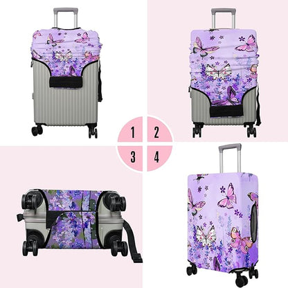Travel Luggage Cover Suitcase Protector Fits 18-32 Inch Wheel Covers PatternedTravel Related Items Flower Luggage Protector Elastic M