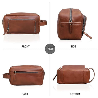 cuero Men's Toiletry Bag Leather Travel Toiletry Bag Dopp Kit for Men Shaving Bag for Travel Accessories 101 YEAR QUALITY REPLACEMENT WARRENTY