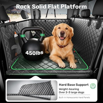 Zanch Heavy-Duty Dog Truck Seat Cover, Flat Solid Back Seat Extender for Multi Large Dogs, Hard-Base Supports 450 lb, Waterproof Hammock Protector, XL for Full-Size Crew Cab Trucks & SUVs, Orange