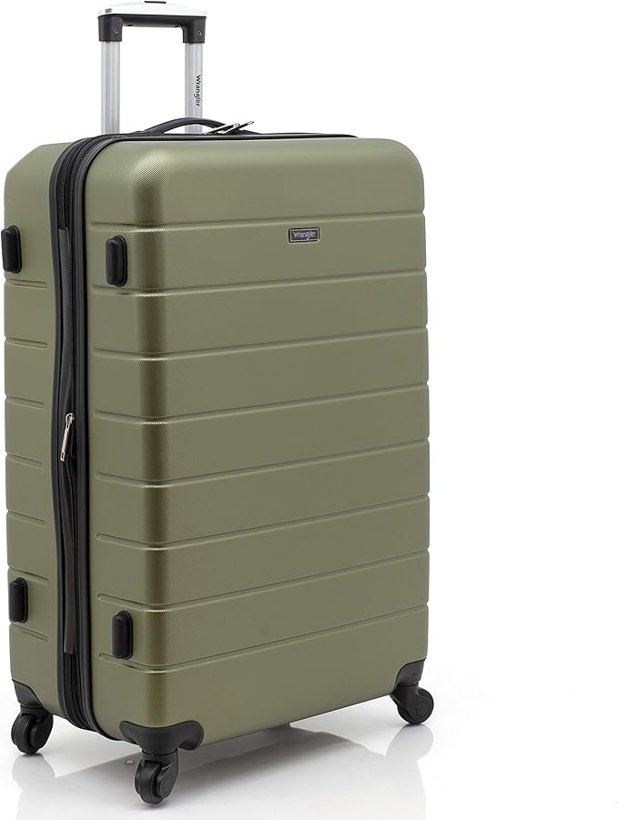 Wrangler Smart Luggage Set with Cup Holder and USB Port, Olive Green, 3 Piece