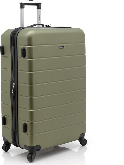 Wrangler Smart Luggage Set with Cup Holder and USB Port, Olive Green, 3 Piece