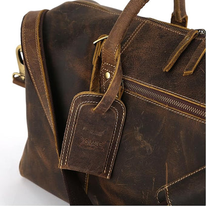 Leather Travel Duffle Bags for Men and Women cabin friendly Weekend Bag Sports Gym airplane carry on overnight duffel