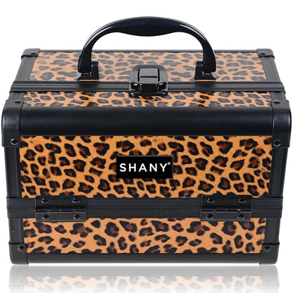 SHANY Chic Makeup Train Case Cosmetic Box Portable Makeup Case Cosmetics Beauty Organizer Jewelry storage with Locks, Multi trays Makeup Storage Box with Makeup Mirror - Lost Cheetah