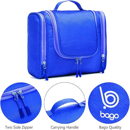 Bago Travel Toiletry Bag for Women and Men X-Large Waterproof Hanging Large Toiletry Bag for Bathroom and Travel Bag for Toiletries Organizer -Travel Makeup Bag (DeepBlue)