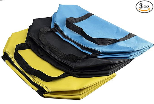 3 Packs Storage Bags with Strong Handle, 9.25 Gal Travel Duffel Clothes Bags for Moving, Blue Black Yellow