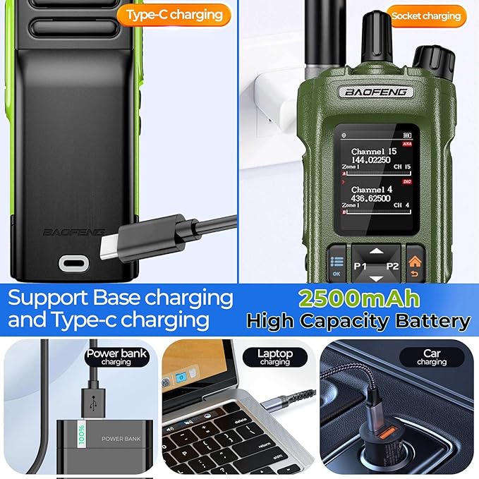 BAOFENG DM32 DM-32UV DMR Radio | Walkie Talkies Long Range | Digital Two-Way Radio | 10W High Power Ham Radio with GPS Positioning | Programming & Type-C Charging | 1PC (2500mAh Battery)