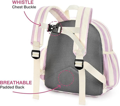 STEAMEDBUN Corduroy Toddler Backpack for Girls 2-4: Kids backpack for Boys Girls - 12 inch Preschool Kindergarten Backpacks - Stripe
