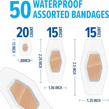 Nexcare Waterproof Clear Bandages, Covers And Protects, Assorted Sizes, 3 Packs, 150 Count