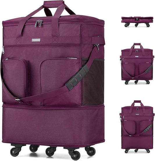 Hanke Expandable Large Suitcase 4 Wheels Lightweight Collapsible,Foldable Suitcases &Travel Bags Hand Luggage Extend 20/24/28 inch Suitcases Duffel Bag Without Telescopic Handle for Men & Women