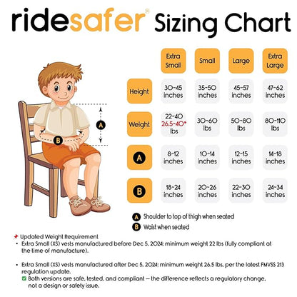 RideSafer - Extra Small (XS) Black, Lightweight, Compact, Portable Car Seat, 2+ years; 26.5–40 lb - Perfect for Travel and Everyday Child Safety