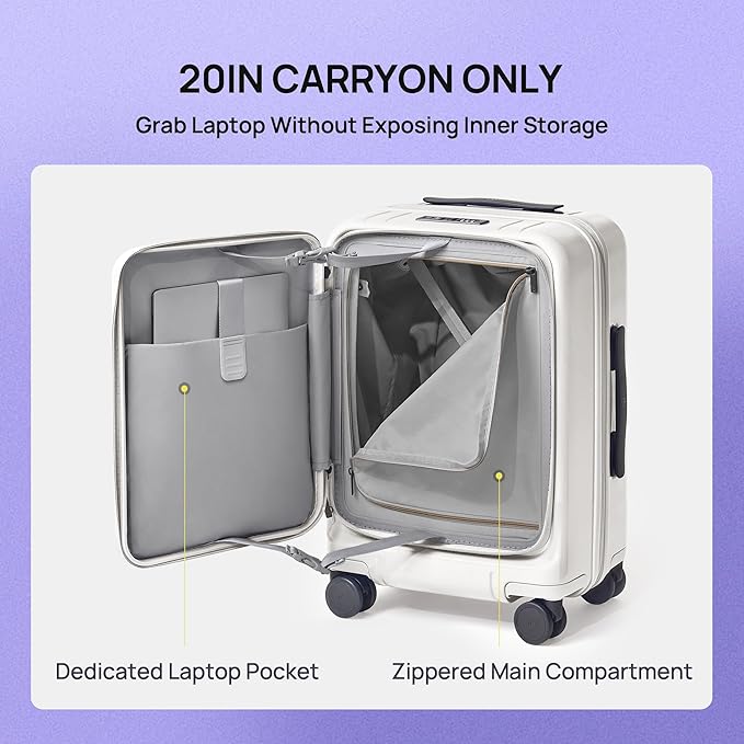 NINETYGO Carry On Luggage 22x14x9 Airline Approved, Top Opening Luggage 20 Inch Suitcase, Expandable, PC Hard Shell, Larger Capacity Carryon, TSA Lock, 360° Spinner Wheels (Black)