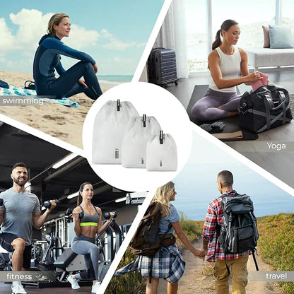 3 Set Packing Cubes for Travel, Ultralight Luggage Organizer Bags Waterproof Storage Bag, Multiple Sizes Reusable Drawstring Bags Used Essential for Gym Swim (Grey)