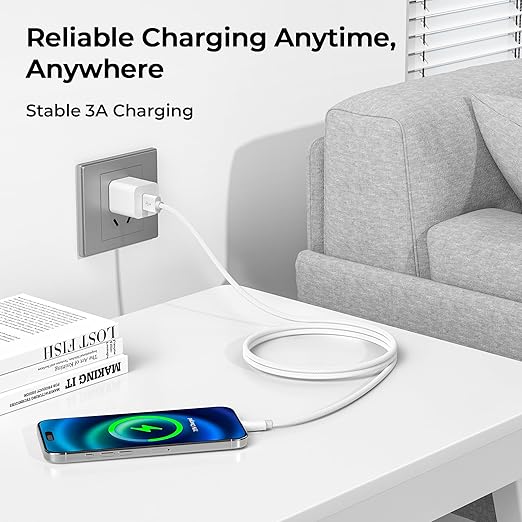Basesailor USB Type C Charger Cable 1FT 2 Pack,Car Charging Cord for New iPhone 17 16 15 Pro Max Plus 2023,Samsung Galaxy S10 S10E 10E S20 FE S23 S22 Plus Ultra,A51 A52 A53,Google Pixel 9 pro 8 7 XL