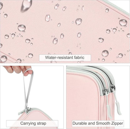 FYY Electronic Organizer, Travel Cable Organizer Bag Pouch Electronic Accessories Carry Case Portable Waterproof Double Layers Storage Bag for Cable, Cord, Phone, Earphone, Large Size, Light Pink