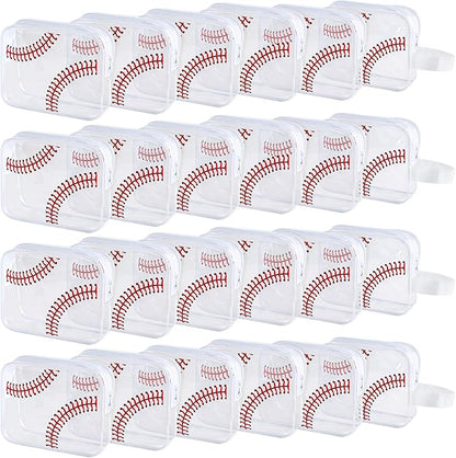 24 PCS Baseball Cosmetic Bags Baseball Gift Accessories Bags Goodie Snack Makeup Pouch Bag Waterproof Clear PVC Travel Bag with Zipper for Girls Valentine Team Gifts Player Sport Party Favors