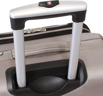 SwissGear Sion Softside Expandable Luggage – Large Checked Suitcase with 360 Degree Wheels & Retractable Handle – 29 Inch, Perfect for 7-9 Night Trips – Pewter