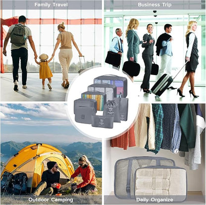 8 Set Packing Cubes, Travel Luggage Packing Organizers (GREY)