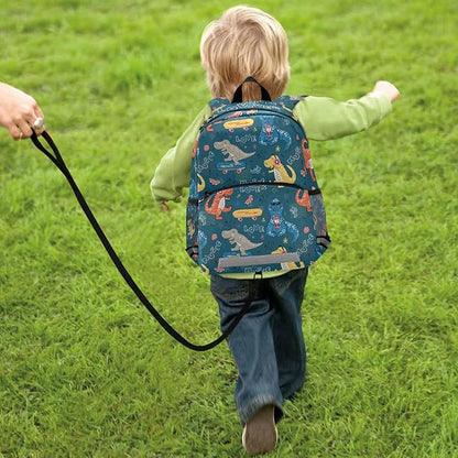 Cute Dinosaurs skateboard Kid's Toddler Backpack for Boys Girls Preschool Nursery with Safety Leash (011410)