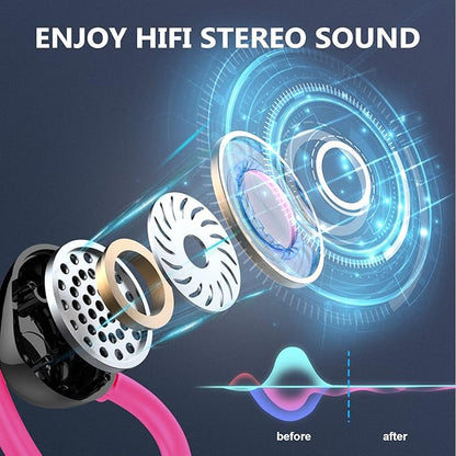 Wireless Earbud, Bluetooth 5.4 Headphones IP7 Waterproof for Sport, 48H Running Wireless Earphones with ENC Noise Cancelling Mic, Deep Bass Over Ear bud with Earhooks for Android, iOS, Workout, Gym