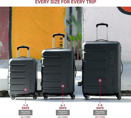 SwissGear 7366 Hardside Expandable Luggage with Spinner Wheels, Navy, Checked-Large 27-Inch