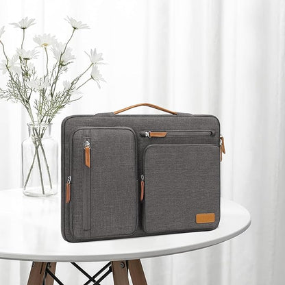 MOSISO 360 Protective Laptop Case 15 inch, 15 inch Laptop Sleeve Compatible with MacBook Air M4 M3 M2 2025 2024 2023, Dell XPS Plus, Side Open Carrying Case with 4 Zipper Pockets&Handle, Taupe Gray