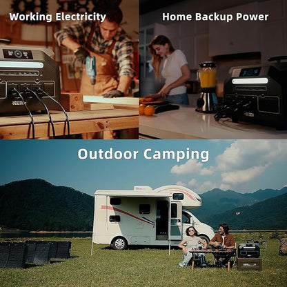 IEE 3200W/2048Wh Solar power station With 200W Solar Panel,P3200 Solar Generator(6400W Peak),1800W Super Fast Charging,APP Control Emergency Power Station for Home, Camping, Power Outages