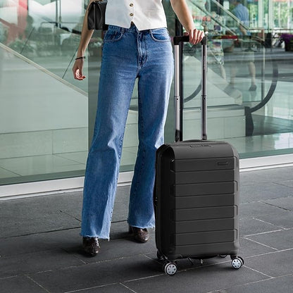 Traveler's Choice Pagosa Indestructible Hardshell Expandable Spinner Luggage, Black, 26-Inch Medium