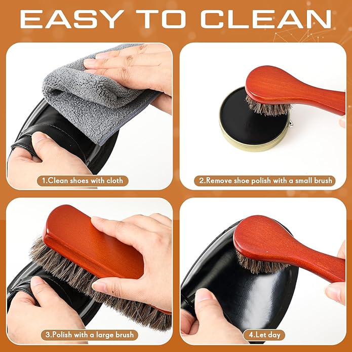 13 Pcs Shoe Polish Kit, Leather Boot Care Kit for Men, Black Shoes Shine Kit for Cleaning with PU Storage Bag