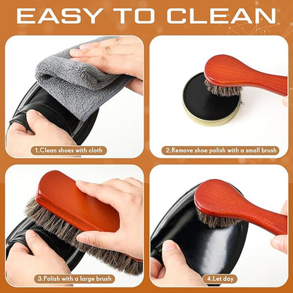 13 Pcs Shoe Polish Kit, Leather Boot Care Kit for Men, Black Shoes Shine Kit for Cleaning with PU Storage Bag