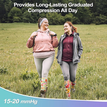LEVSOX Plus Size Compression Socks for Women Men Wide Calf Extra Large 15-20 mmHg Knee High Sock for Nurses Pregnant Travel
