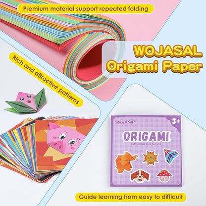308 Sheets Origami Paper Kit for Kids Ages 5-8 8-12 with Guiding Book DIY Art and Crafts Supplies Kits for Girls and Boys Square Easy Fold Paper Travel Activities Birthday Christmas Gifts