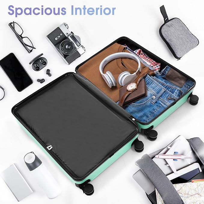 Merax Luggage Set 3 Piece, Lightweight Durable ABS Suitcases with Spinner Wheels and TSA Lock, Carry-on & Checked Travel Luggage