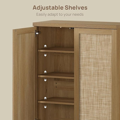SICOTAS Rattan Shoe Storage Cabinet - Modular Shoe Cabinets with Door Tall Large Shoe Cabinet Storage for Entryway - 31.2" Wide Modular Cabinet for Hallway, Living Room