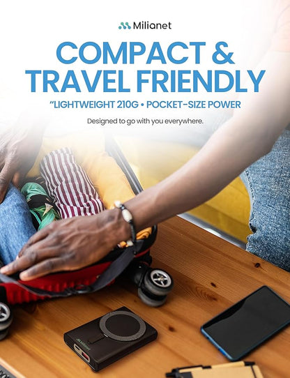 10000mAh Magnetic Power Bank | 15W MagSafe-Compatible Wireless Portable Charger, PD 20W Fast Charging Battery Pack with USB-C, Foldable Stand & 3-in-1 Cable | for iPhone 17/16/15/14/13/12