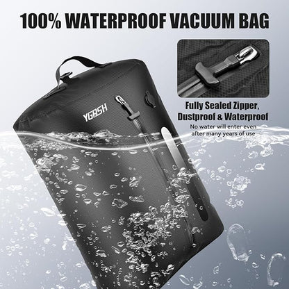 36L Vacuum Bags for Travel, 2Pcs Waterproof Compression Bags with Wireless Lockable Pump, Reusable Vacuum Packing Cubes Compatible with Suitcase, Luggage, Backpack (2PCS + Pump + Shoulder Strap)