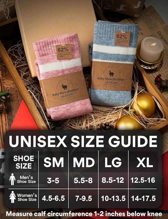 Alpaca Wool Heavyweight 15-25 mmHg Knee High Compression Support Socks Thick Winter Thermal Warm Soft Travel Flying
