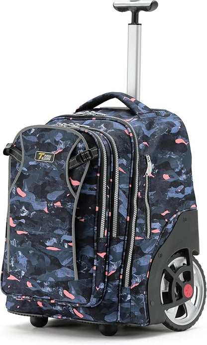 NEW TILAMI 20" Rolling Backpack for Teens Adults, Climbing Stairs Waterproof Backpack with Wheels for School Business Trave Camping with Laptop Compartment, Fit 17 Inch Laptop, Grey Stone