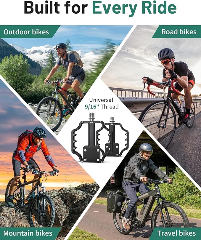 AirTag Bike Pedal Mount, Hidden Bicycle GPS Tracker Case Compatible with AirTag, Waterproof CNC Aluminum Flat Pedals with 9/16 Inch Thread, Anti‑Theft Design for Mountain, Road E‑Bikes