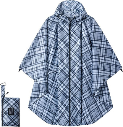 Hooded Rain Ponchos for Adult - Rain Coat and Rain Jacket with Waterproof Pocket and Zipper